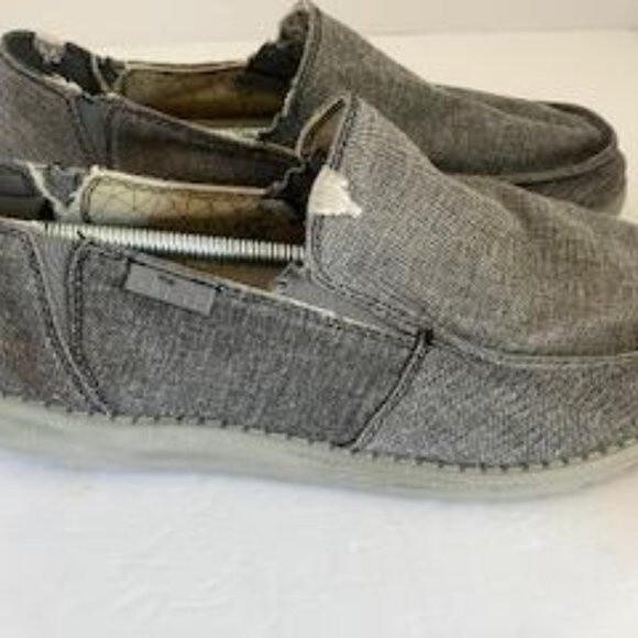 Hey Dude Chan Stretch‎ Mens Shoe Size 8 Grey Steel Slip On Casual Comfort - Picture 1 of 8